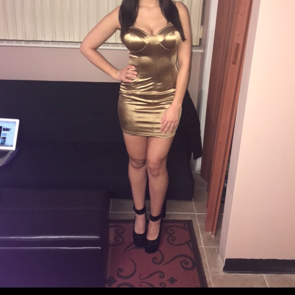 Gold satin dress